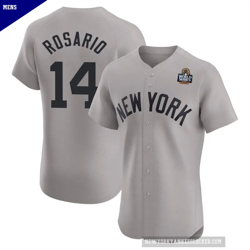 Men's No.14 Amed Rosario New York Yankees Gray Elite Road 2024 World Series Jersey