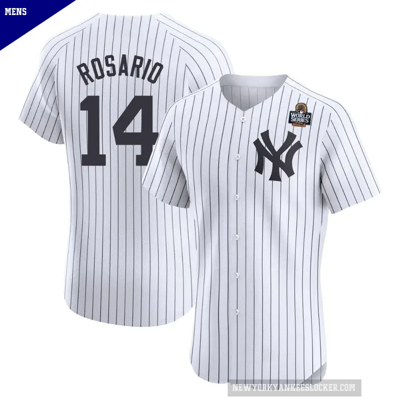 Men's No.14 Amed Rosario New York Yankees White Elite Home 2024 World Series Jersey