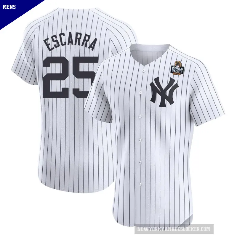 Men's No.25 J.C. Escarra New York Yankees White Elite Home 2024 World Series Jersey