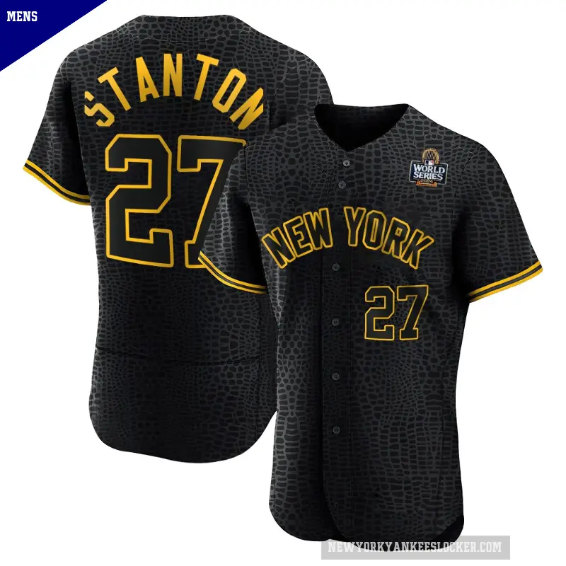 Men's No.27 Giancarlo Stanton New York Yankees Black Authentic Snake Skin City 2024 World Series Jersey