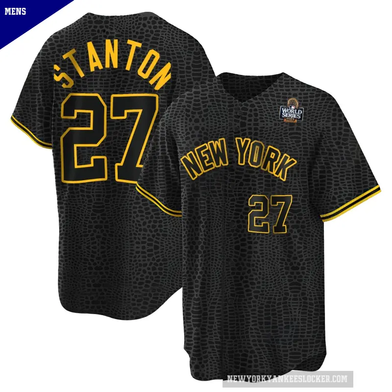 Men's No.27 Giancarlo Stanton New York Yankees Black Replica Snake Skin City 2024 World Series Jersey