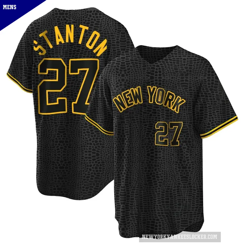 Men's No.27 Giancarlo Stanton New York Yankees Black Replica Snake Skin City Jersey