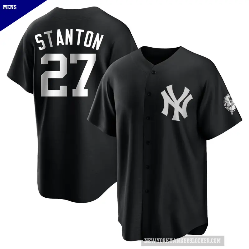 Men's No.27 Giancarlo Stanton New York Yankees Black/White Replica Jersey