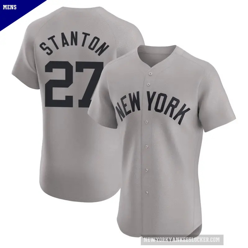 Men's No.27 Giancarlo Stanton New York Yankees Gray Elite Road Jersey
