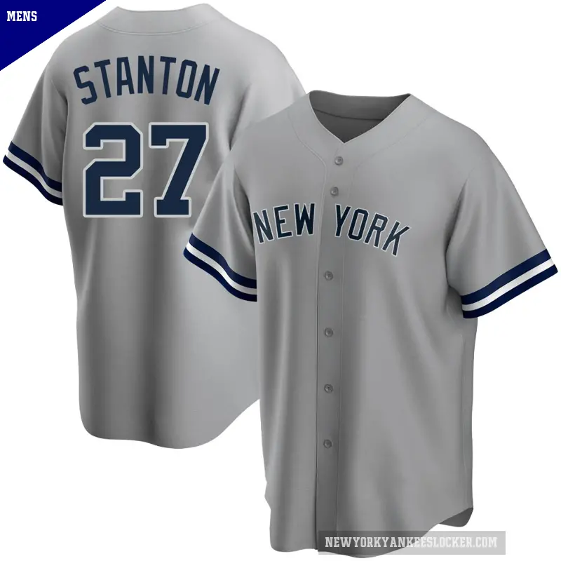 Men's No.27 Giancarlo Stanton New York Yankees Gray Replica Road Name Jersey