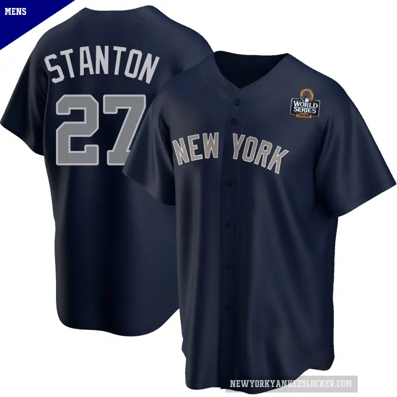 Men's No.27 Giancarlo Stanton New York Yankees Navy Replica Alternate 2024 World Series Jersey