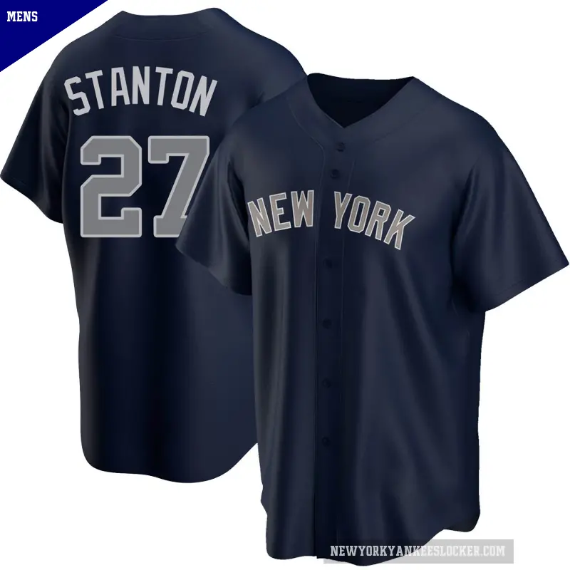 Men's No.27 Giancarlo Stanton New York Yankees Navy Replica Alternate Jersey