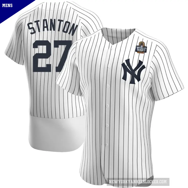 Men's No.27 Giancarlo Stanton New York Yankees White Authentic Home 2024 World Series Jersey