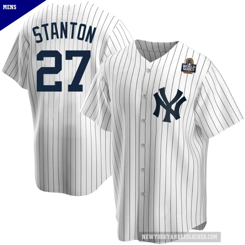 Men's No.27 Giancarlo Stanton New York Yankees White Replica Home 2024 World Series Jersey