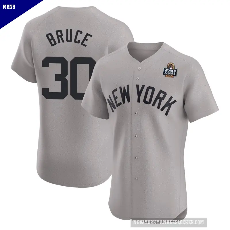 Men's No.30 Jay Bruce New York Yankees Gray Elite Road 2024 World Series Jersey