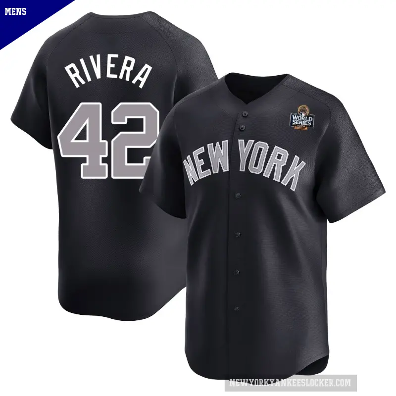 Men's No.42 Mariano Rivera New York Yankees Navy Limited Alternate 2024 World Series Jersey