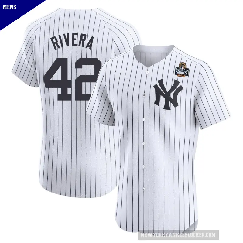 Men's No.42 Mariano Rivera New York Yankees White Elite Home 2024 World Series Jersey