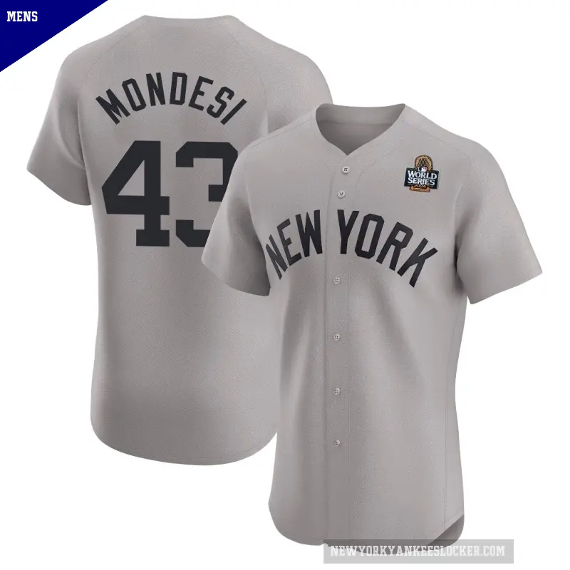 Men's No.43 Raul Mondesi New York Yankees Gray Elite Road 2024 World Series Jersey