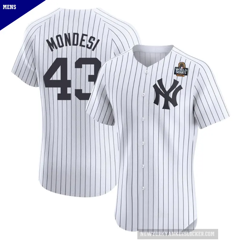 Men's No.43 Raul Mondesi New York Yankees White Elite Home 2024 World Series Jersey