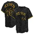 Men's No.46 Andy Pettitte New York Yankees Black Replica Snake Skin City Jersey