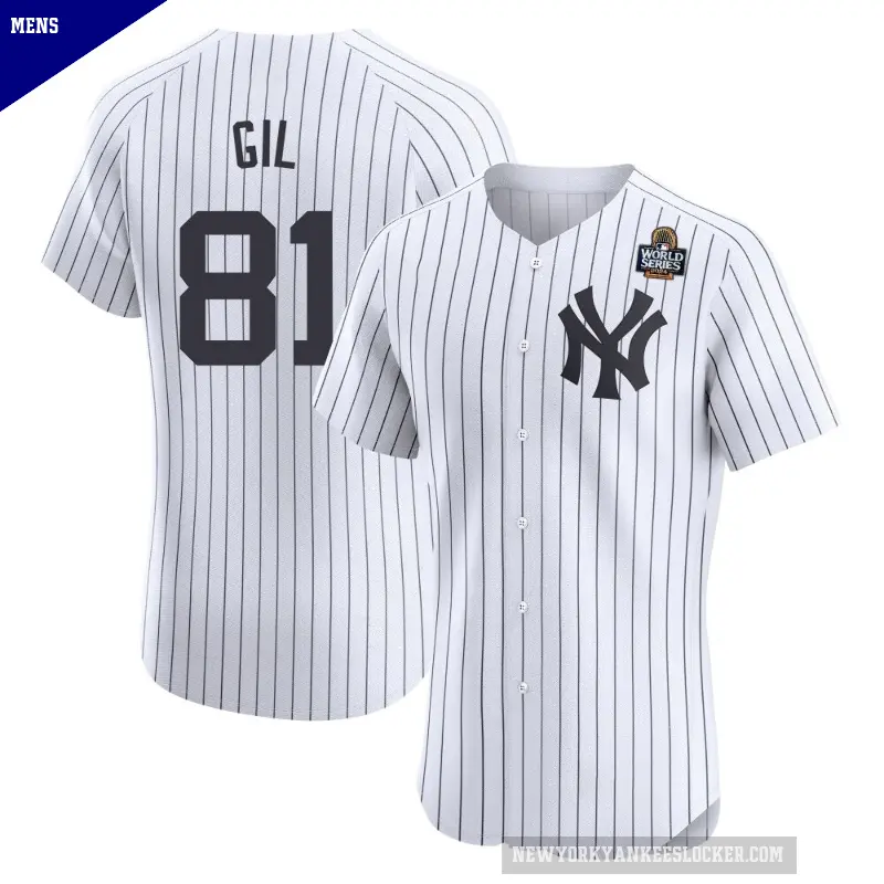 Men's No.81 Luis Gil New York Yankees White Elite Home 2024 World Series Jersey