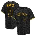 Men's No.9 Roger Maris New York Yankees Black Replica Snake Skin City Jersey