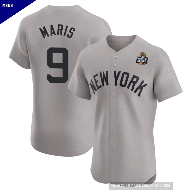 Men's No.9 Roger Maris New York Yankees Gray Elite Road 2024 World Series Jersey