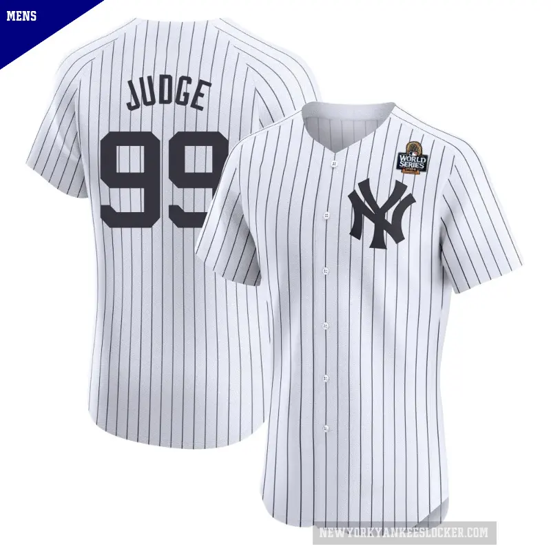 Men's No.99 Aaron Judge New York Yankees White Elite Home 2024 World Series Jersey