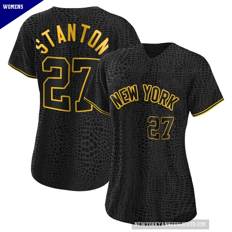 Women's No.27 Giancarlo Stanton New York Yankees Black Authentic Snake Skin City Jersey