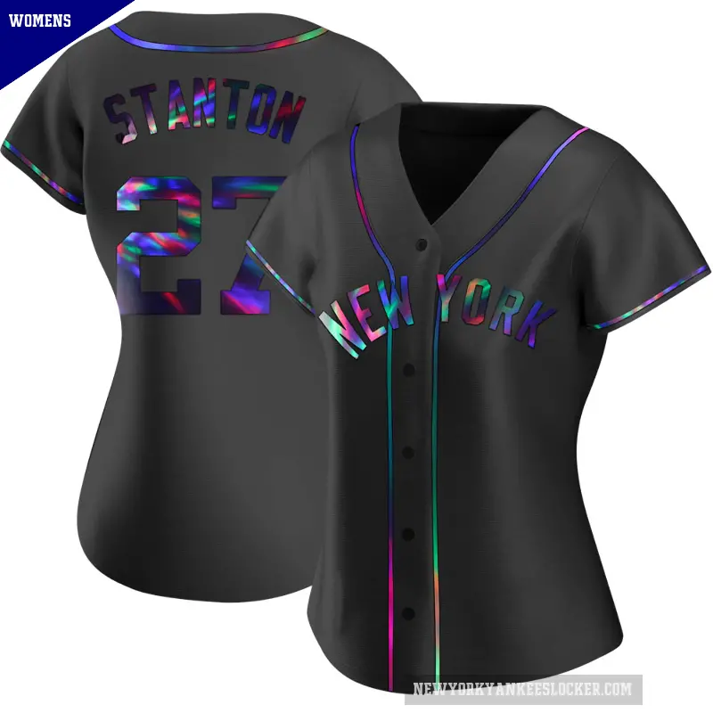 Women's No.27 Giancarlo Stanton New York Yankees Black Replica Holographic Alternate Jersey