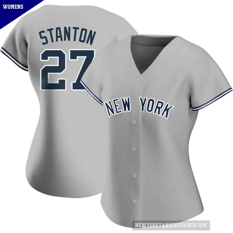 Women's No.27 Giancarlo Stanton New York Yankees Gray Authentic Road Name Jersey