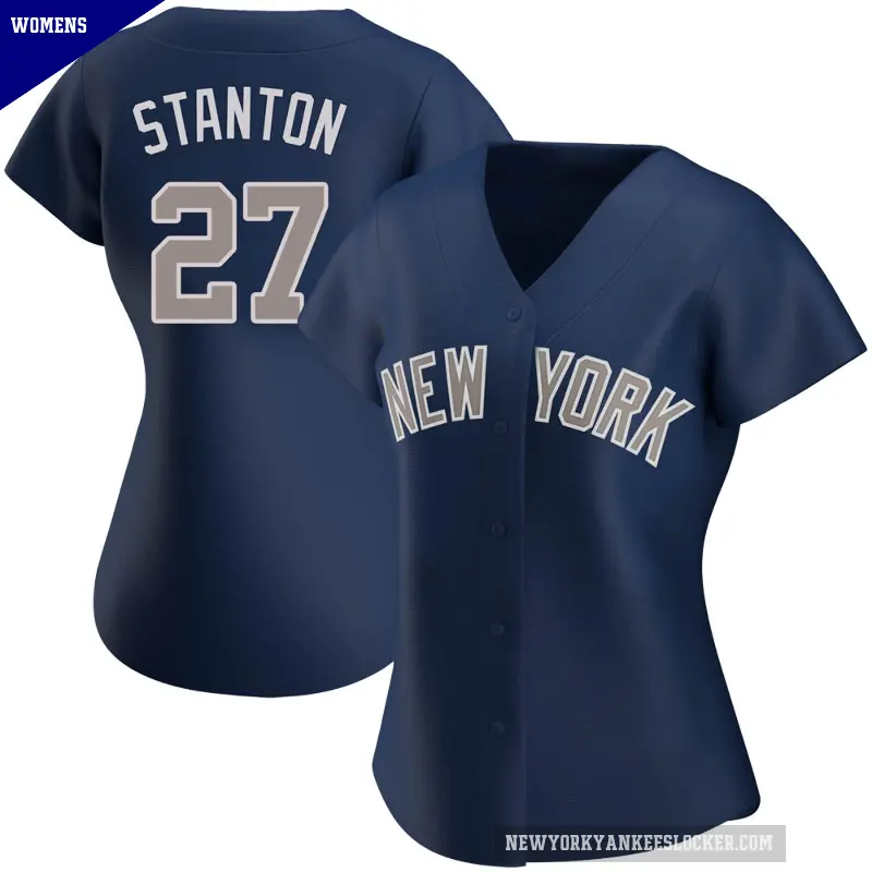 Women's No.27 Giancarlo Stanton New York Yankees Navy Authentic Alternate Jersey