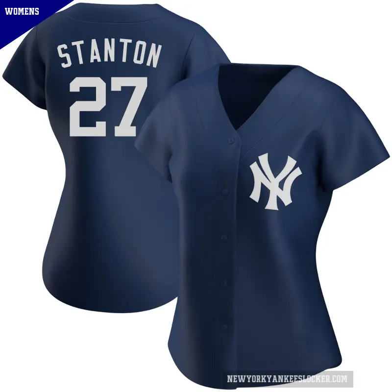 Women's No.27 Giancarlo Stanton New York Yankees Navy Authentic Alternate Team Jersey