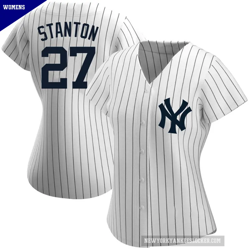 Women's No.27 Giancarlo Stanton New York Yankees White Replica Home Name Jersey
