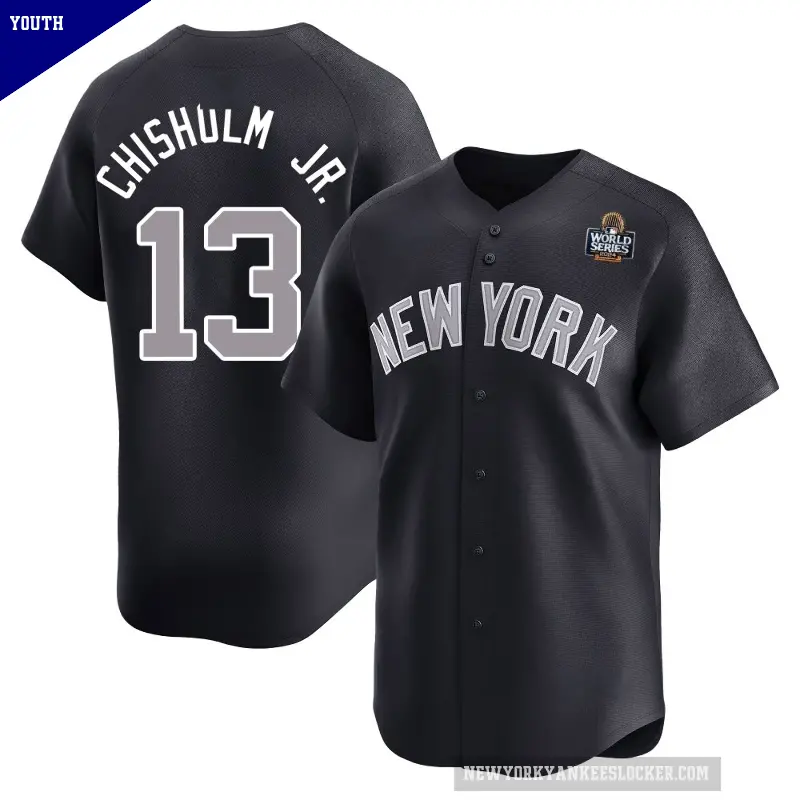 Youth No.13 Jazz Chisholm Jr. New York Yankees Navy Limited Alternate 2024 World Series Jersey