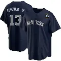Youth No.13 Jazz Chisholm Jr. New York Yankees Navy Replica Alternate 2024 World Series Jersey