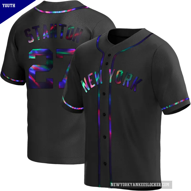 Youth No.27 Giancarlo Stanton New York Yankees Black Replica Holographic Alternate Jersey