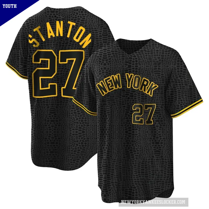 Youth No.27 Giancarlo Stanton New York Yankees Black Replica Snake Skin City Jersey