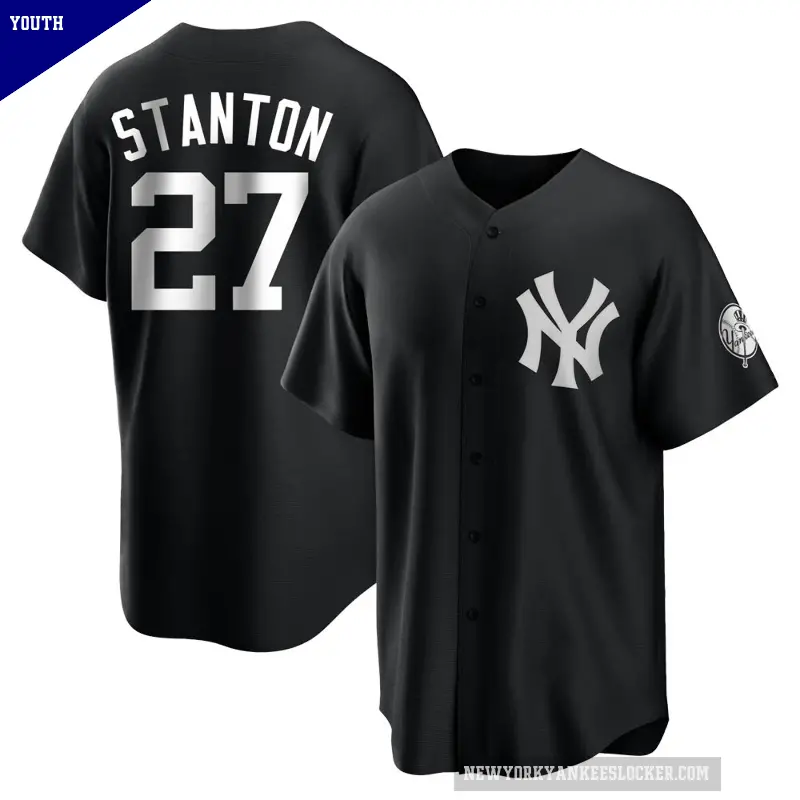 Youth No.27 Giancarlo Stanton New York Yankees Black/White Replica Jersey