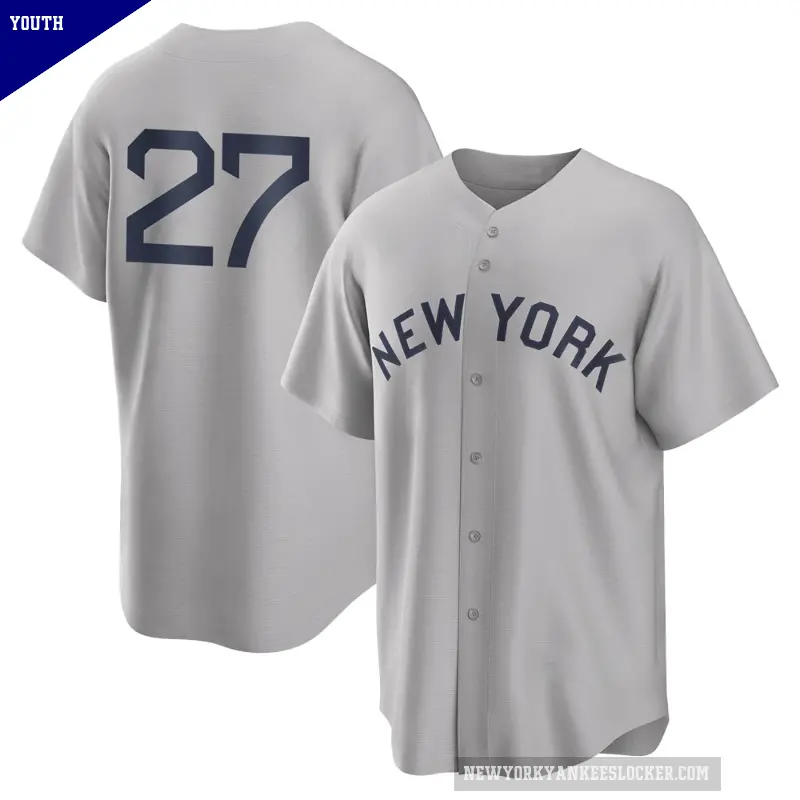 Youth No.27 Giancarlo Stanton New York Yankees Gray Replica 2021 Field of Dreams Jersey