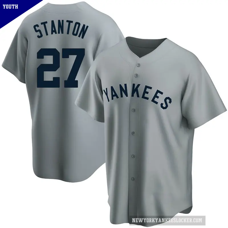 Youth No.27 Giancarlo Stanton New York Yankees Gray Replica Road Cooperstown Collection Jersey