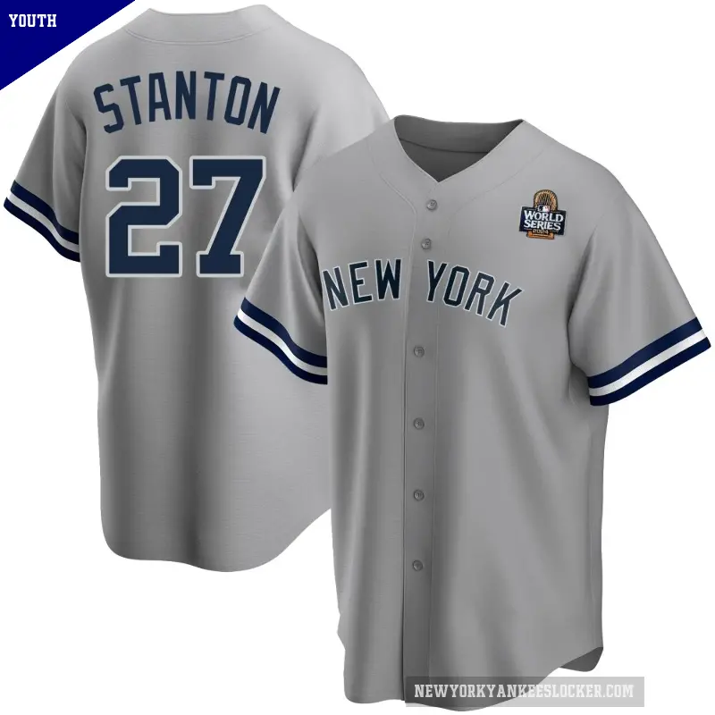 Youth No.27 Giancarlo Stanton New York Yankees Gray Replica Road Name 2024 World Series Jersey