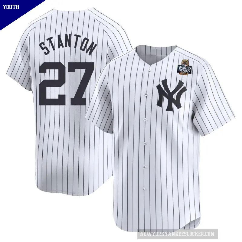 Youth No.27 Giancarlo Stanton New York Yankees White Limited Yankee Home 2024 World Series Jersey