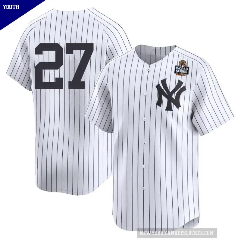 Youth No.27 Giancarlo Stanton New York Yankees White Limited Yankee Home 2nd 2024 World Series Jersey