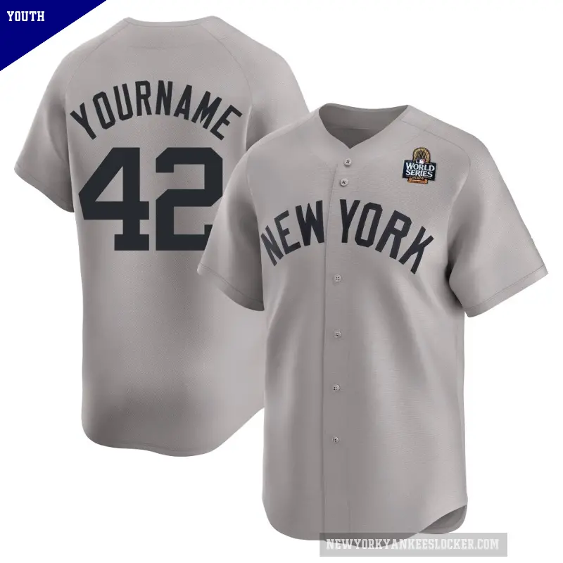 Youth No.42 Mariano Rivera New York Yankees Gray Limited Away 2024 World Series Jersey