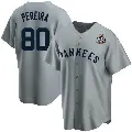 Youth No.80 Everson Pereira New York Yankees Gray Replica Road Cooperstown Collection 2024 World Series Jersey